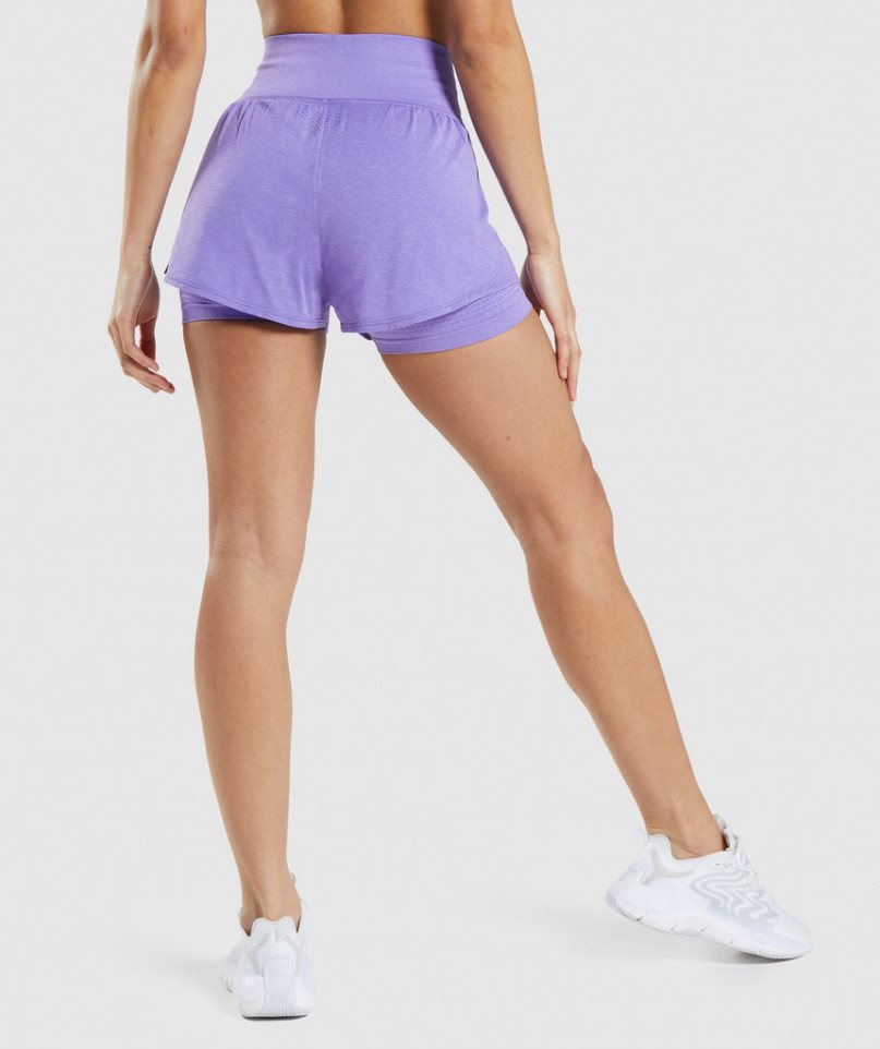 Women's Gymshark Vital Seamless 2.0 2-in-1 Shorts Light Purple | NZ 8ALWDE